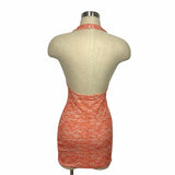 Missguided Petite Orange Multi Tie Dye Halter Neck Dress NWT- Size US 2