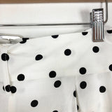 Topshop White with Black Polka Dots Linen Button Front Belted Skirt- Size 4 (see notes)