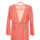 No Brand Peach Lace Like Swim Coverup- One Size