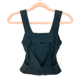 Vestique Black Ribbed Exposed Back Crop Top- Size M