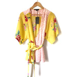 Gibson Yellow Floral Wrap Top NWT- Size XS