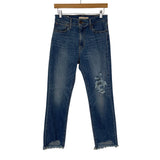 Levi 724 High Rise Distressed Raw Hem Straight Jeans- Size 29 (Inseam 25.5")