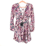 Michael Costello x Revolve Floral Print Front Twist Cut Out Open Back With Tie Dress NWT- Size S