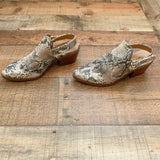 Qupid Faux Leather Snakeskin Slingback Sandals- Size 7