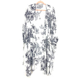 Dress Forum White and Blue Floral Print Kimono- Size S