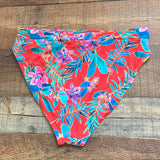 Swimsuits For All Red Tropical Floral Bikini Bottoms- Size 16 (BOTTOMS ONLY)