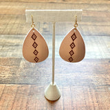 Glam Girl Rose Gold Leather Pattern Earrings
