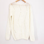 Vestique Ivory Open Knit Sweater with Zig Zag Patter (no lining)- Size S