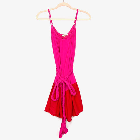 Entro Pink Red Ruffle Bottom Belted Dress NWT- Size S (See Notes)