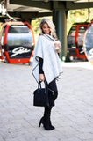 Bishop + Young Gray with Black Flecks and Black Trim Cowl Neck Poncho- Size M (sold out online)