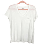 Madewell White V-Neck Front Pocket Top- Size L (see notes)