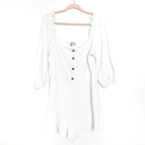 ASOS White Faux Button Detail Square Neck Romper- Size 14 (see notes)