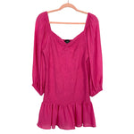 Vici Fuchsia Smocked Mini Dress with Sweetheart Neckline- Size XL