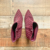 Qupid Burgundy Studded Booties- Size 6.5
