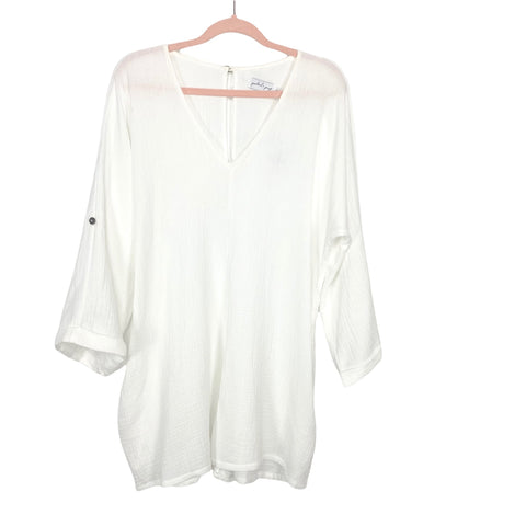 Petal + Pup White Roll Tab Sleeve Romper NWT- Size S/M