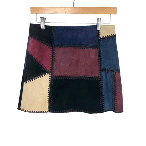 Zara Woman Suede Color Block Mini Skirt- Size XS
