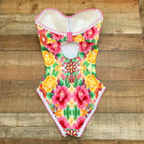 Figleaves Yellow Frida Underwired Bandeau Tummy Control Swimsuit- Size 34FF