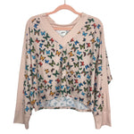 Lezat Pink Butterfly Print V-Neck Knit Top- Size M (we have matching shorts)