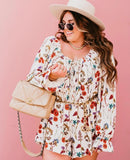 Anthropologie Cream Floral Print Romper- Size XL