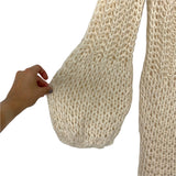 Pink Lily Cream Open Knit Bubble Sleeve Cardigan- Size M