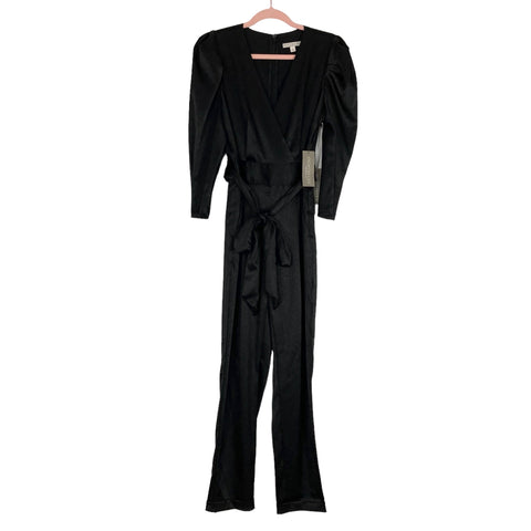 NY&Company Eva Mendes Black Puff Sleeve Belted Jumpsuit NWT- Size 4