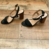 LOFT Black Suede Block Heel Sandals- Size 11