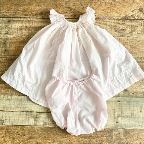 Will'Beth Pink Smocked Rose Collar Dress with Bloomers- Size 6 M