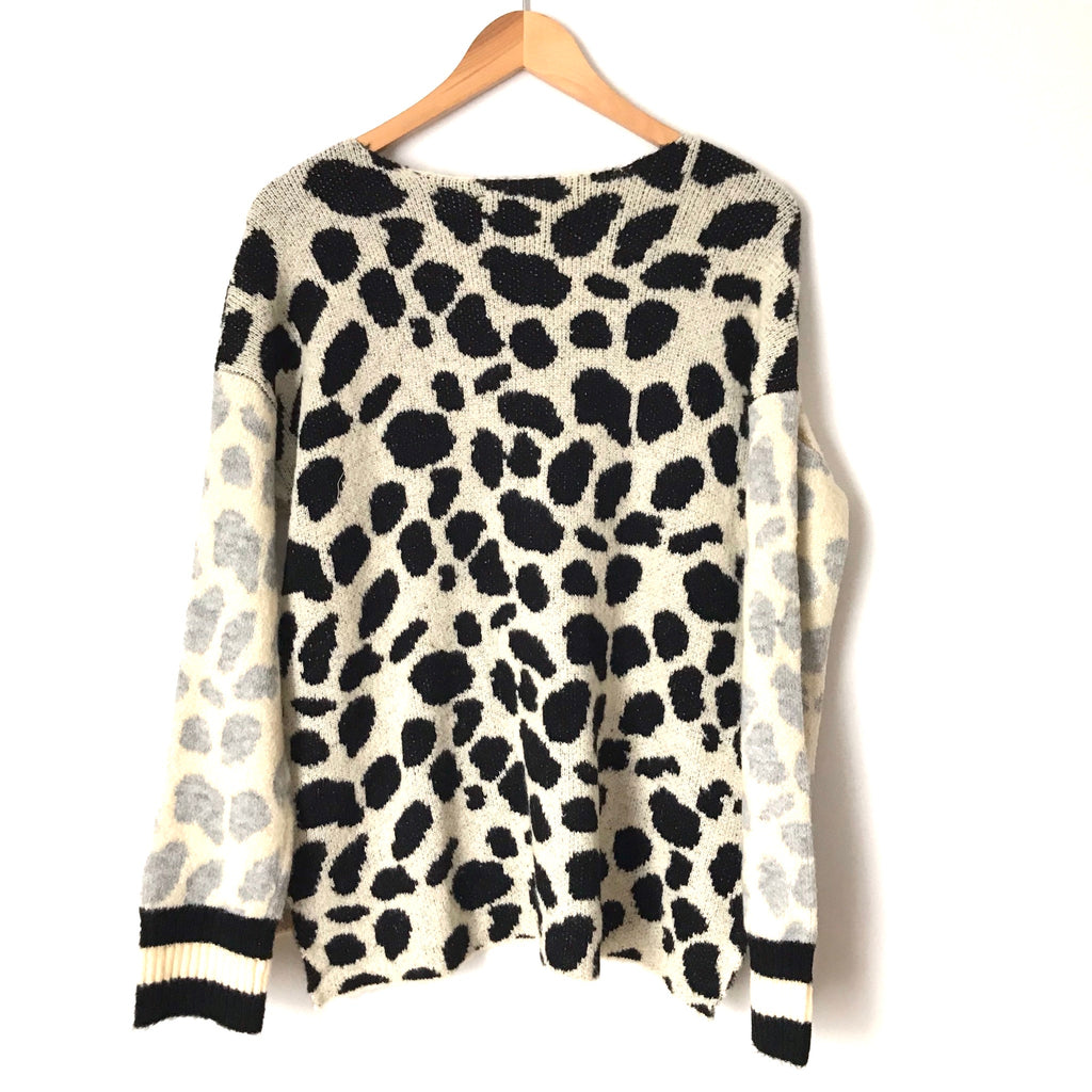 CENTRAL PARK WEST Animal Leopard Print V neck deals Sweater Small