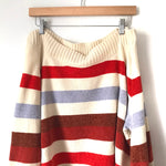 Pink Lily Striped Chenille Wide Neck Sweater- Size S