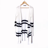 Doe & Rae White Striped Knit Open Long Cardigan- Size S