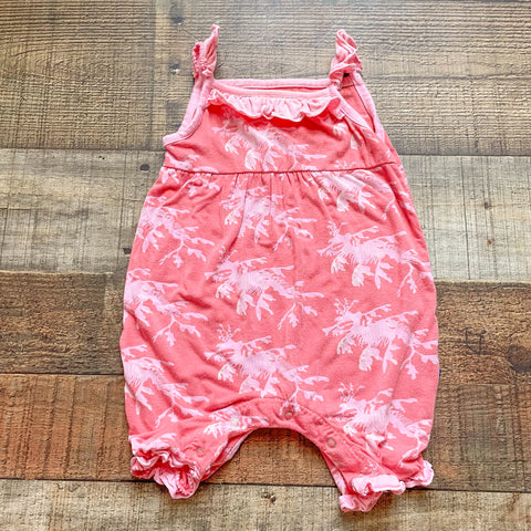 Kickee Pants Pink Printed Romper- Size 6-12M