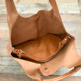 No Brand Cognac Handbag With Removal Inner Pouch