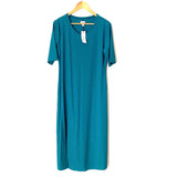 Caralyn Mirand The Drop Deep Teal Ribbed Fitted Dress with Front Slit NWT- Size XL