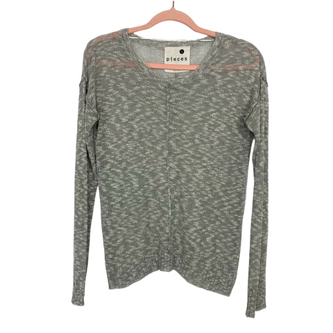 Kensie Pieces Grey Front Seam Open Knit Top- Size S