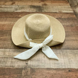 Sun N' Sand UPF 50+ Protection Straw Hat with White Chiffon