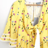 Finders Yellow Pinstripe Tie Front Romper NWT- Size S