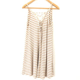 Lush Striped Ribbed Lace Up Back Mini Dress- Size XS