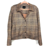 Liverpool Tan & Black Plaid Faux Suede Button Up Jacket- Size L (We have matching bottoms)