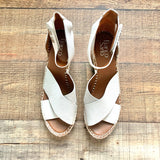 Franco Sarto Tan Leather Upper Velcro Ankle Wrap Wedges- Size 9 (Like New!)