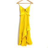 Vestique Yellow Front Tie Ruffle Dress- Size S