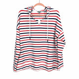Talbots Red/White/Blue Stripe Hooded Pullover Sweatshirt NWT- Size XL