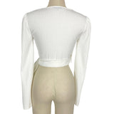 Majorelle White Ribbed Wrap Top- Size S