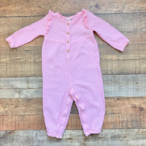 Cat & Jack Pink Button Front Jumpsuit- Size 18M