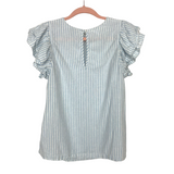 A New Day Blue/White Striped with Ruffle Sleeves Top- Size XS