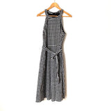 Gibson Black and White Gingham Halter Belted Midi Dress- Size M