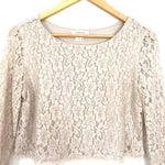 Babaton Taupe Lace 3/4 Sleeve Crop Top- Size XS
