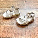 Sun-San White Leather Sweetheart Sandals- Size 5