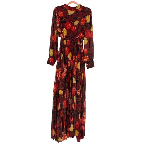 Vici Exclusive x Fate Rust Floral Mock Neck Pleated Dress NWT- Size XL (see notes, sold out online)