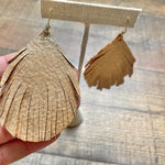 Lala's Gold Glitter Suede Leaf Earrings