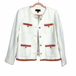 Talbots Ivory Tweed Grosgrain Jacket NWT- Size 12